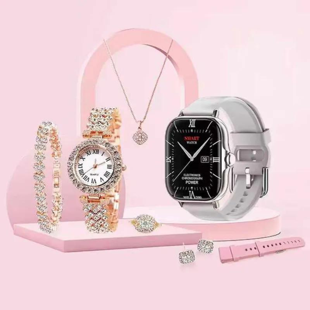 5 in 1 Smart Watch With Jewelry Set